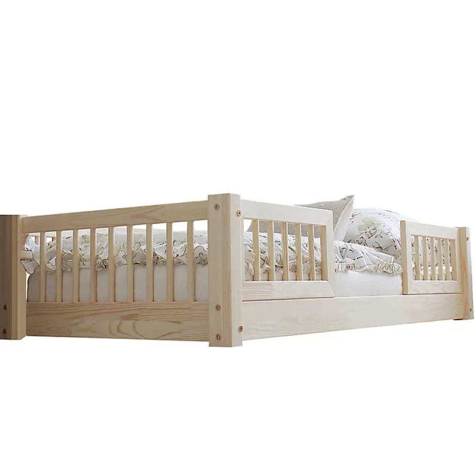 Petits-Meubles Lit 90x190 barrières et sommier inclus pieds 1 cm Adèle Bois Discount