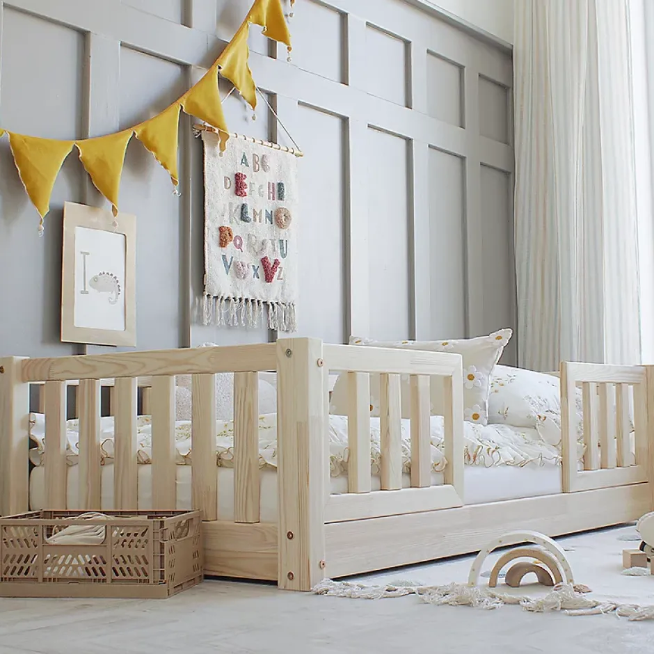 Petits-Meubles Lit 70x140 barrières et sommier inclus pieds 1 cm Agnès Bois Sale