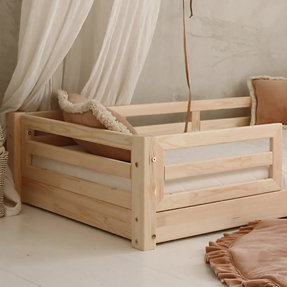 Enfant Petits-Meubles Lit 90x190 barrières et sommier inclus pieds 1 cm Mylena Bois