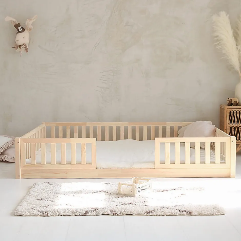 Enfant Petits-Meubles Lit 140x190 barrières et sommier inclus pieds 1 cm Agnès Bois