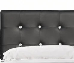 King Of Dreams Lit 140x200 cm - avec sommier - tete de lit capitonnee noir - pieds 10 cm - 13 lattes - confort optimal - design moderne