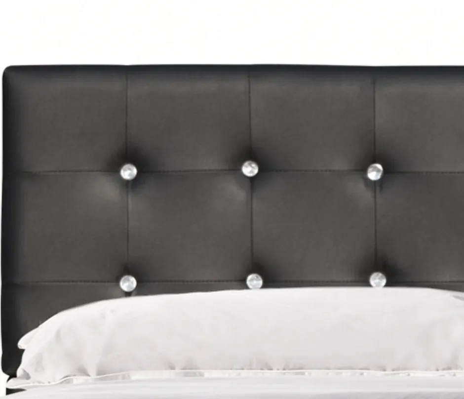King Of Dreams Lit 140x200 cm - avec sommier - tete de lit capitonnee noir - pieds 10 cm - 13 lattes - confort optimal - design moderne