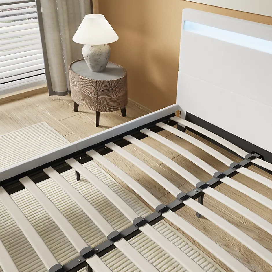 November Lit 160x200 cm avec Éclairage LED Simili Blanc Outlet