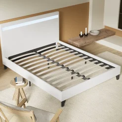 November Lit 160x200 cm avec Éclairage LED Simili Blanc Outlet