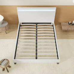 November Lit 140x190 cm avec Éclairage LED Simili Blanc