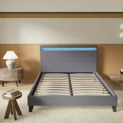 November Lit 140x190 cm avec Éclairage LED Simili Gris Sale
