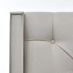Redom Lit 160x200 cm avec coffre de rangement et tête rembourrée en coton gris clair, cadre bois massif Clearance
