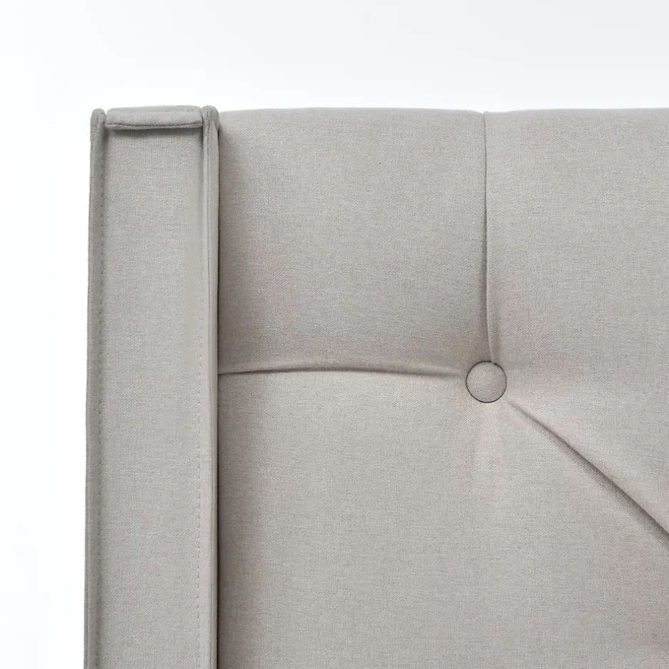 Redom Lit 160x200 cm avec coffre de rangement et tête rembourrée en coton gris clair, cadre bois massif Clearance