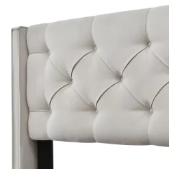 Redom Lit 160x200 cm avec coffre de rangement et tête rembourrée en coton gris clair, cadre bois massif Clearance