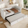 Redom Lit 90x200 cm avec lit gigogne réglable, revêtement velours blanc, style minimaliste et structure MDF