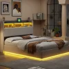 Fortuna lai Lit 140x200 cm, avec quatre tiroirs, éclairage LED réglable, 2 USB et 1 fonction de charge tpcy-c, flanelle, Gris