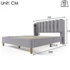 Redom Lit 140x200 cm avec rangement d'appoint et tête de lit tapissée en lin gris, charge USB-C intégrée Clearance