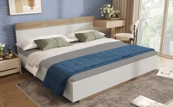 Redom Lit 180x200 cm avec rangement intégré et tête de lit décor chêne Sonoma, design flottant moderne
