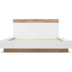 Redom Lit 180x200 cm avec rangement intégré et tête de lit décor chêne Sonoma, design flottant moderne