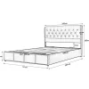 Redom Lit 140x190 cm avec rangement (sommier inclus) et tête de lit rembourrée en lin gris minimaliste européen Best