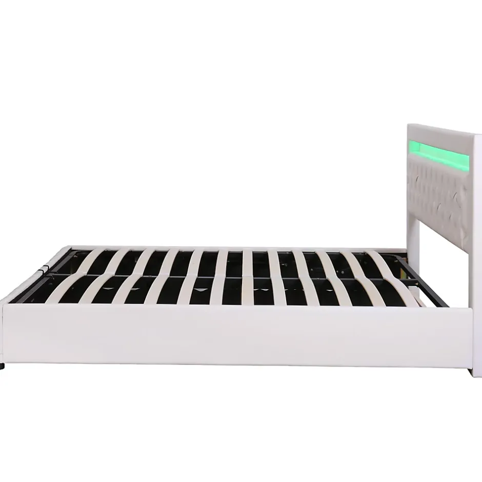 Redom Lit 180x200 cm avec rangement sous sommier et tête de lit rembourrée en PU, design moderne et élégant New