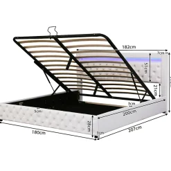 Redom Lit 180x200 cm avec rangement sous sommier et tête de lit rembourrée en PU, design moderne et élégant New