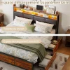 Fortuna lai Lit 160x200 cm avec sommier à lattes, LED, 4 tiroirs, Adolescents, sans matelas Discount