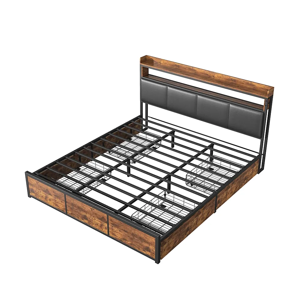 Fortuna lai Lit 160x200 cm avec sommier à lattes, LED, 4 tiroirs, Adolescents, sans matelas Discount