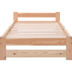 ProximaX Lit 90x200 cm bois massif, cadre avec sommier à lattes et tête de lit, adapté enfants, ados et adultes, couleur naturel Hot