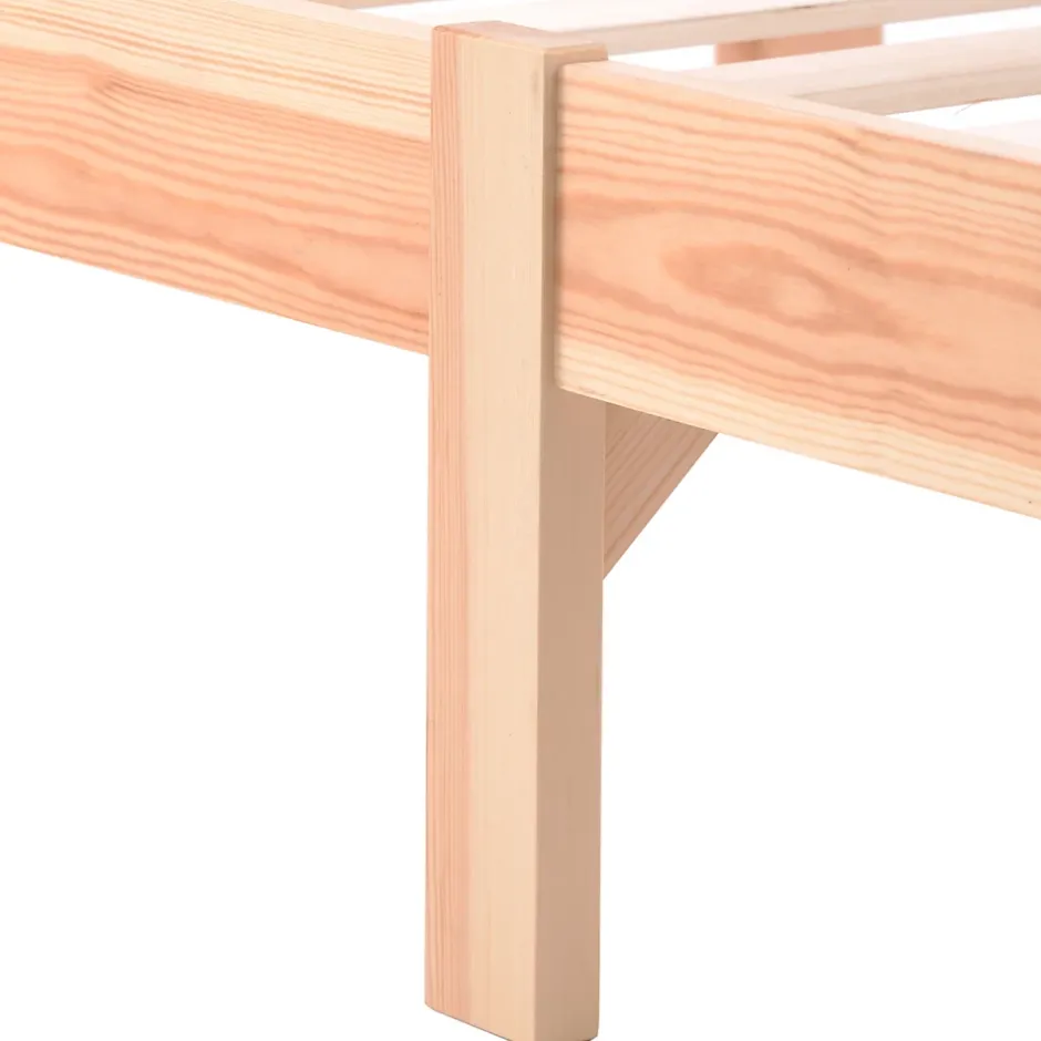 ProximaX Lit 90x200 cm bois massif, cadre avec sommier à lattes et tête de lit, adapté enfants, ados et adultes, couleur naturel Hot