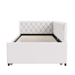 Simple Life Lit 90x200 cm, canapé convertible extensible avec sommier à lattes, velours, lit enfant et lit d'appoint - Beige Best