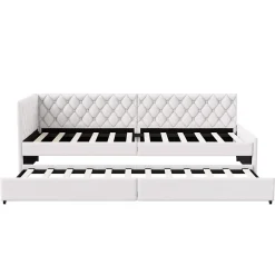 Simple Life Lit 90x200 cm, canapé convertible extensible avec sommier à lattes, velours, lit enfant et lit d'appoint - Beige Best