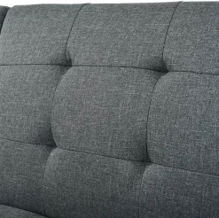 Redom Lit 146x89 cm convertible 3-en-1 en tissu lin gris, dossier 5 positions, cadre bois et renfort métal New