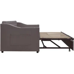 Redom Lit 90x190 cm convertible en 180x190 cm avec rangements intégrés, accoudoirs coffre et revêtement velours gris Discount