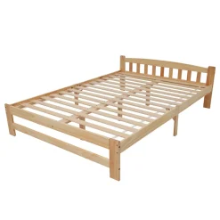 ProximaX Lit 140x200 cm en bois massif naturel avec tête de lit et sommier à lattes, lit futon solide pour adolescents et adultes