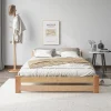 Redom Lit 140x200 cm en bois massif naturel avec tête de lit, design épuré et finition personnalisable