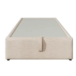 Redom Lit 90x190 cm en lin naturel avec rangement hydraulique, étagère tête de lit et ports USB-C Best