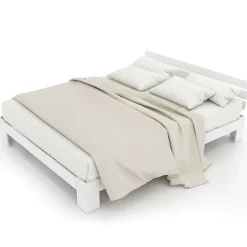 Redom Lit 140x200 cm en pin massif blanc avec rangement sous-lit, design rustique et fonctionnel Sale