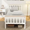 Redom Lit 90x200 cm en pin massif blanc avec rangement sous le sommier, design naturel et silencieux