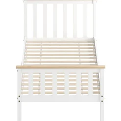 Redom Lit 90x200 cm en pin massif blanc avec rangement sous le sommier, design naturel et silencieux