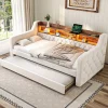 Redom Lit 90x190 cm en velours beige avec rangement intégré, au design moderne et gain de place idéal pour studio