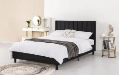 Concept Usine Lit 160x200 cm en velours noir - CAMBRIDGE