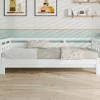 Redom Lit 90x190 cm extensible en 182x190 cm, cadre pin massif en forme de cœur, blanc élégant