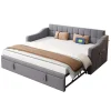 Redom Lit 90x190 cm extensible jusqu'à 180 cm, convertible en sofa en velours gris avec ports USB intégrés Outlet