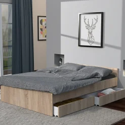 Weber Industries Lit 160x200 cm KAPPA+ 2 tiroirs / Chêne Blanchi Online