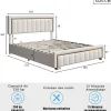 Simple Life Lit 160x200 cm, lit coffre, cadre de lit avec tête de lit, velours, beige Outlet