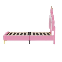 ProximaX Lit 90x200 cm, lit princess avec LED, tête de lit couronne, design moderne, rose Online