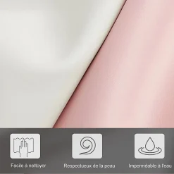 Generique Lit 90x200 cm pour fille avec LED, tête de lit nuage ajustable, sommier à lattes, PU rose