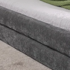 Redom Lit 140x200 cm tapissé chenille avec tête matelassée et structure renforcée, gris foncé, design scandinave Sale