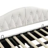 Redom Lit 90x200 cm tapissé lin beige avec rangement sous-lit et bande LED 7 couleurs, cadre bois moderne, 12 lattes Hot