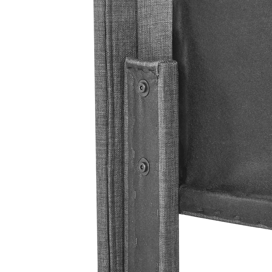 Redom Lit 140x200 cm tapissé lin gris avec tête de lit rembourrée haute et matelas à ressorts 140x200 cm inclus New