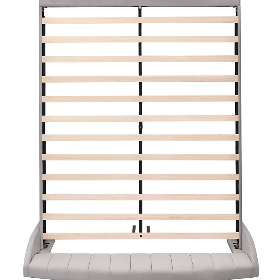Redom Lit 160x200 cm tapissé velours gris avec tête de lit rembourrée et sommier à lattes robuste, design moderne Online