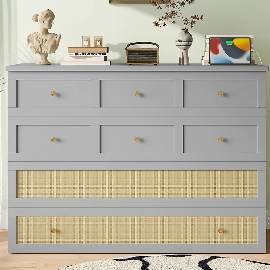Redom Lit 140x200 cm transformable en armoire, avec tiroirs de rangement et prise USB intégrée, finition grise MDF New