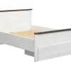 Pegane Lit 140x200 Lit double coloris Gris Mélèze clair / Pin larico - Longueur 206 x Profondeur 150 x Hauteur 95 cm Discount