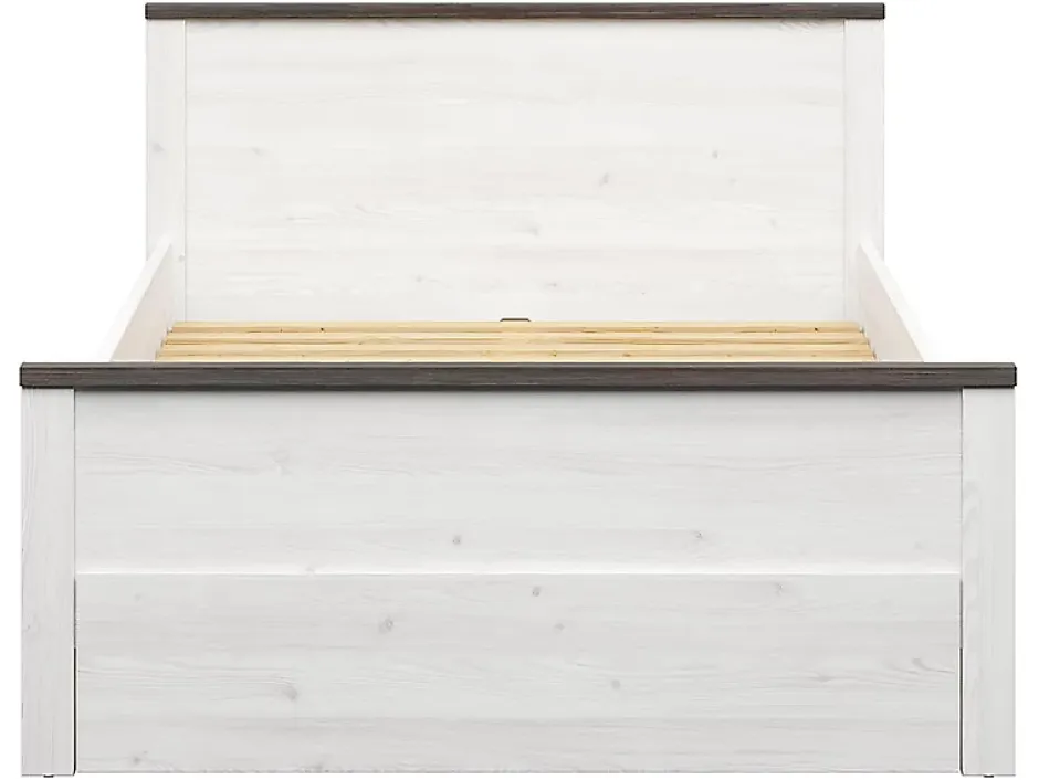 Pegane Lit 140x200 Lit double coloris Gris Mélèze clair / Pin larico - Longueur 206 x Profondeur 150 x Hauteur 95 cm Discount